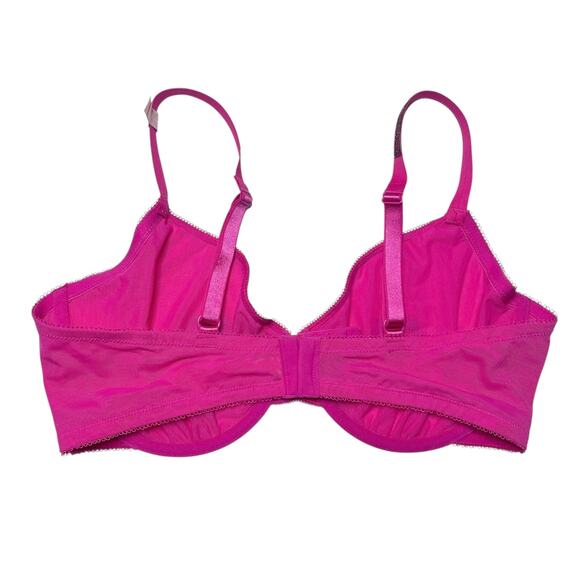 Victoria's Secret Shine Unlined Low-Cut Demi Bra Lips Fuchsia Frenzy Size 38DD - Picture 2 of 4